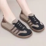 کفش طبی زنانه بژ بافتنی لوفر راحتی سبک