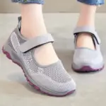 صندل طبی اسپرت زنانه چسبی خاکستری بنفش