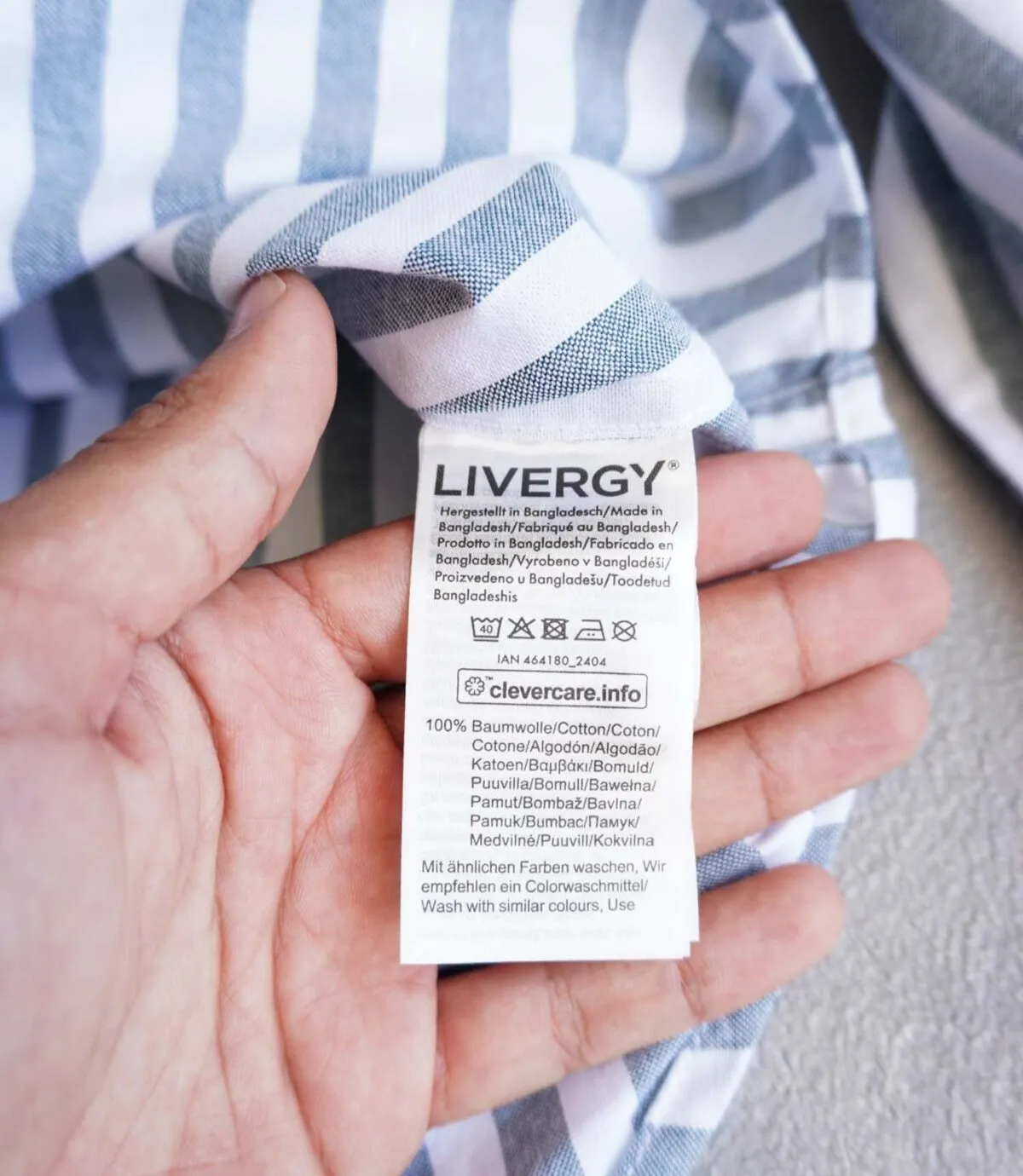 پیراهن راه راه طوسی و سفید Livergy