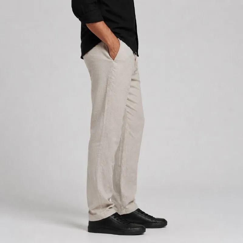 شلوار لینین نخی اورجینال مردانه رنگ کرمی برند pull&bear سفارش اسپانیایی مدل راسته کد 2039