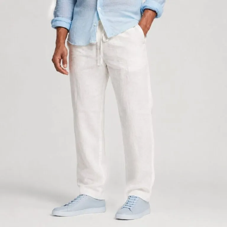 شلوار لینین نخی اورجینال مردانه رنگ سفید برند pull&bear سفارش اسپانیایی مدل راسته کد 2040 شلوار لینین نخی اورجینال مردانه رنگ سفید برند pull&bear سفارش اسپانیایی مدل راسته کد 2040
