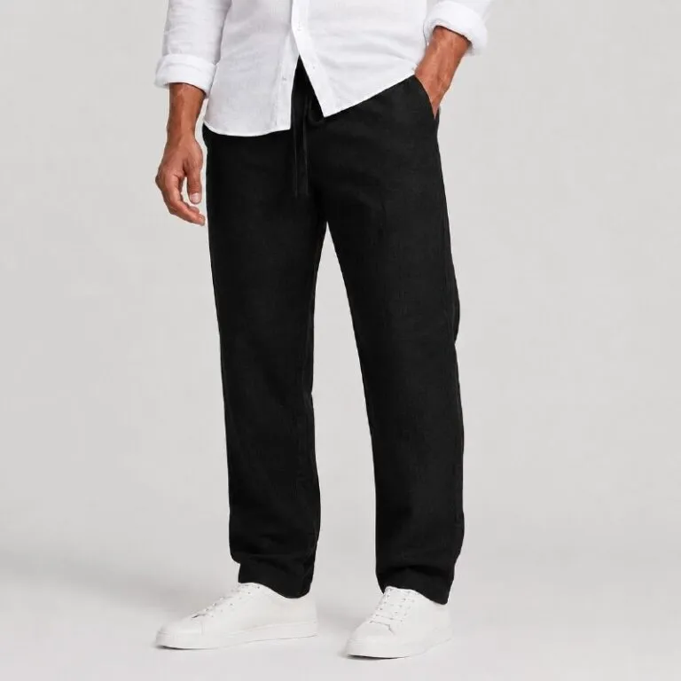 شلوار لینین نخی اورجینال مردانه رنگ مشکی برند pull&bear سفارش اسپانیایی مدل راسته کد 2041 شلوار لینین نخی اورجینال مردانه رنگ مشکی برند pull&bear سفارش اسپانیایی مدل راسته کد 2041