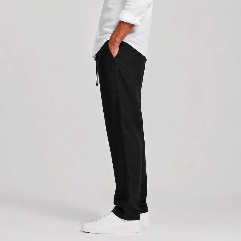شلوار لینین نخی اورجینال مردانه رنگ مشکی برند pull&bear سفارش اسپانیایی مدل راسته کد 2041 شلوار لینین نخی اورجینال مردانه رنگ مشکی برند pull&bear سفارش اسپانیایی مدل راسته کد 2041