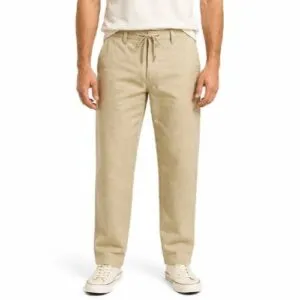 شلوار کتان کنف اورجینال مردانه رنگ نسکافه ای برند pull&bear سفارش اسپانیایی مدل راسته کد 2045