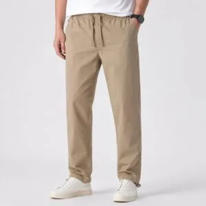شلوار کتان کنف pull&bear اورجینال نسکا‌فه‌ای کمر کش کد 2053