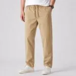شلوار کتان کنف ‌‌pull&bear اورجینال رنگ نخودی کمرکش کد 2055
