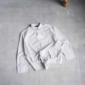 پیراهن نخی آستین بلند اورسایز سفید راه راه Jack&Jones