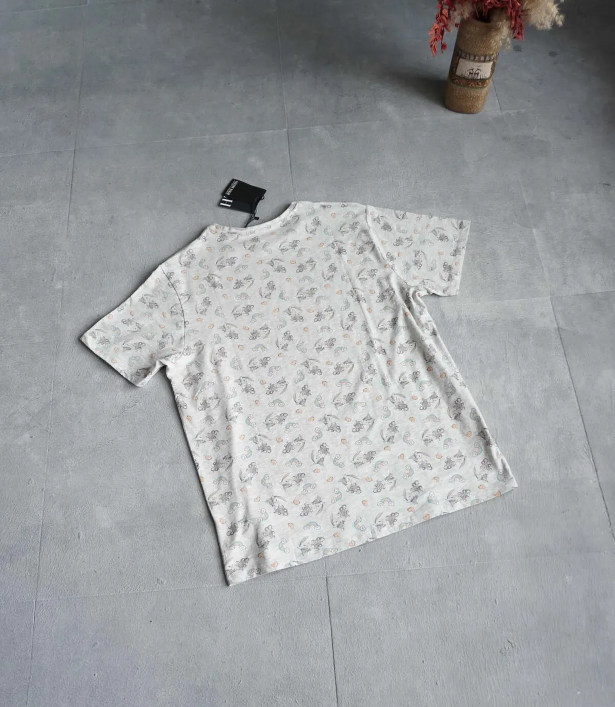 تیشرت نخی مردانه طرح دار طوسی Ebound denim تیشرت نخی مردانه طرح دار طوسی Ebound denim
