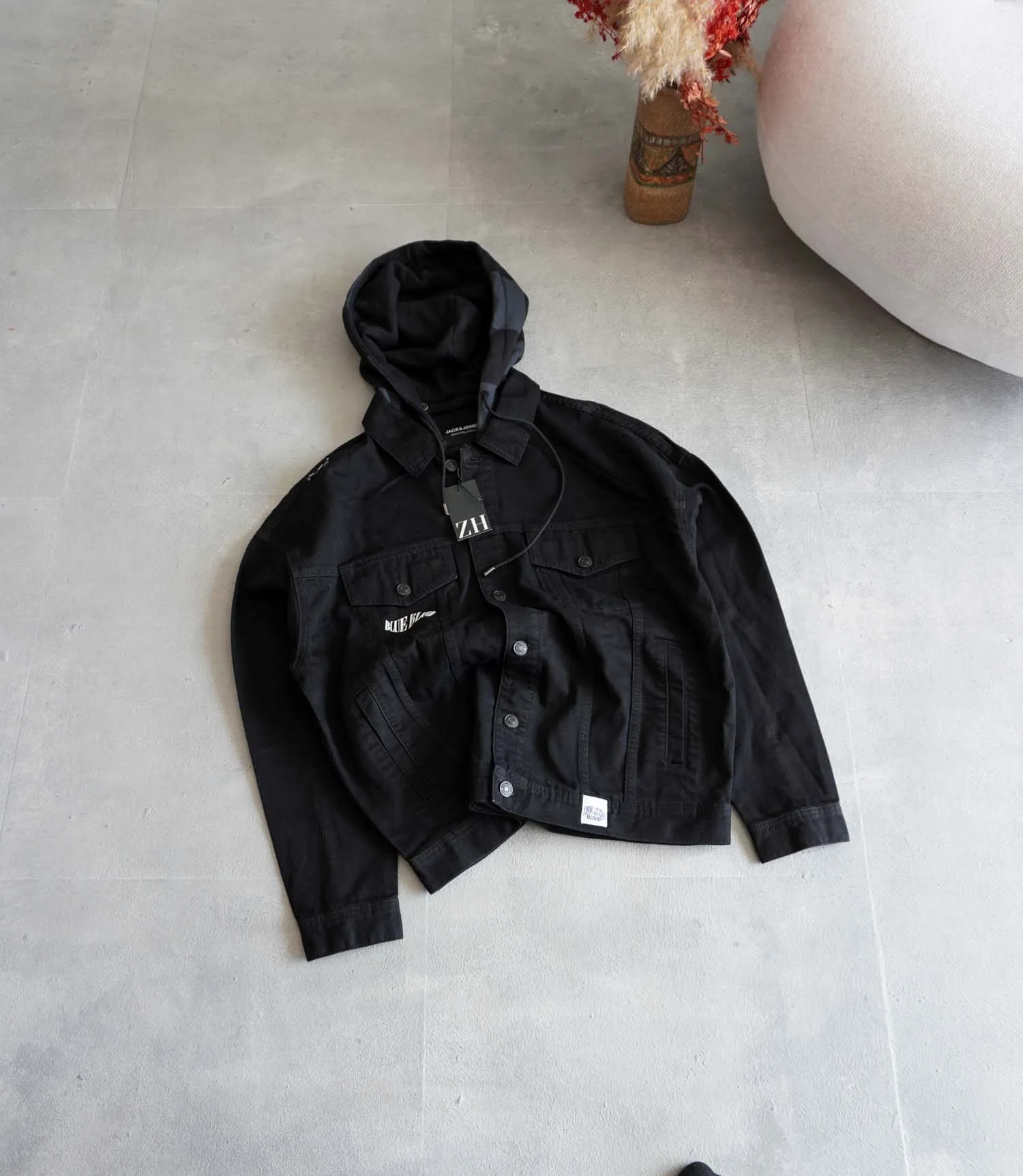 جکت جین کلاه دار مشکیJack&Jones جکت جین کلاه دار مشکیJack&Jones