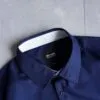 پیراهن نخی آستین بلند سرمه ای ساده Only&Sons