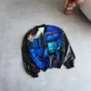 بامبر جکت نازک آستین طرح چرم Shein