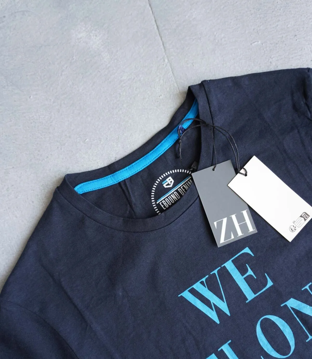 تیشرت نخی مردانه سرمه ای تیره Ebound denim تیشرت نخی مردانه سرمه ای تیره Ebound denim